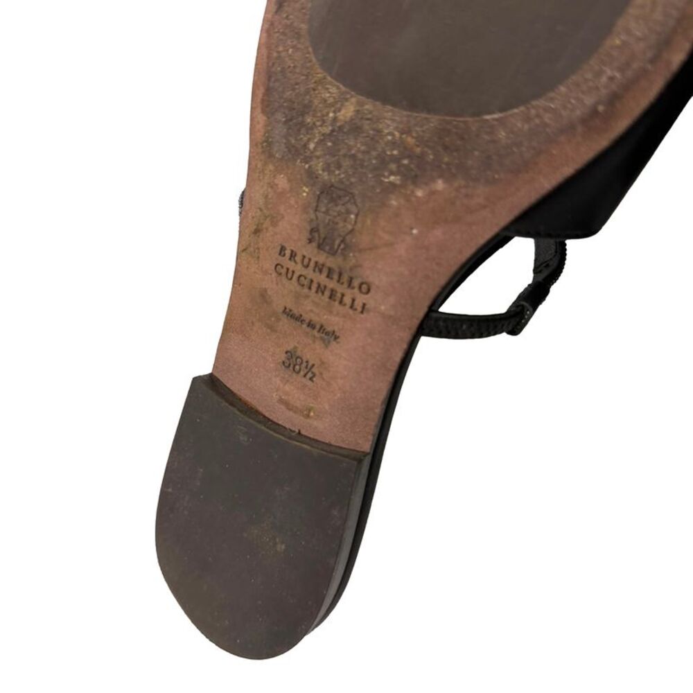 Brunello Cucinelli Embellished Cutout Slingback Ballet Flats in Black Leather - Picture 10 of 11
